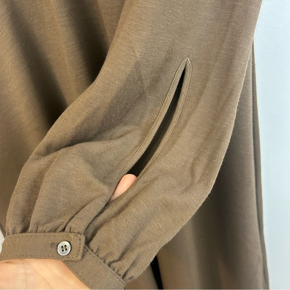 Theory Wool Blend Long Sleeve Brown Surplice Neckline A-line Dress Size Large - Picture 5 of 11